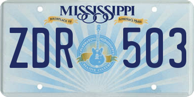 MS license plate ZDR503