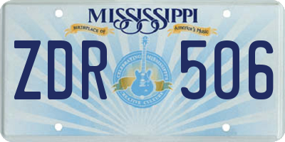 MS license plate ZDR506