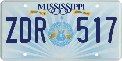 MS license plate ZDR517