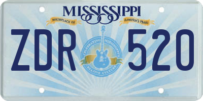MS license plate ZDR520
