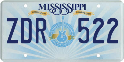 MS license plate ZDR522