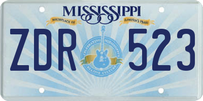 MS license plate ZDR523