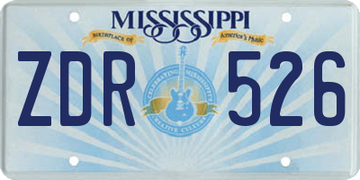 MS license plate ZDR526