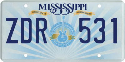 MS license plate ZDR531