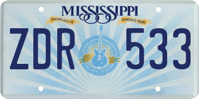 MS license plate ZDR533