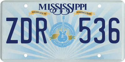 MS license plate ZDR536