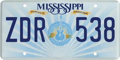 MS license plate ZDR538