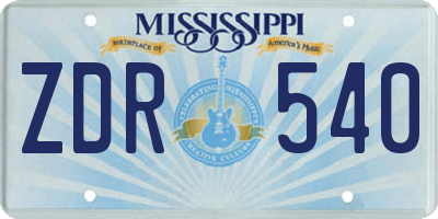MS license plate ZDR540
