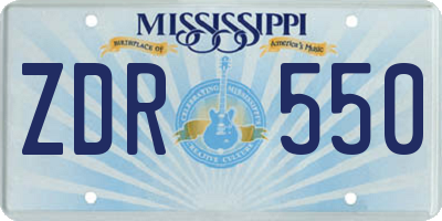 MS license plate ZDR550