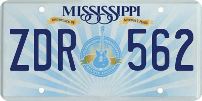 MS license plate ZDR562