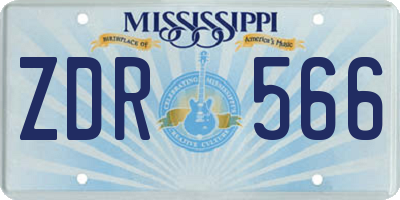 MS license plate ZDR566