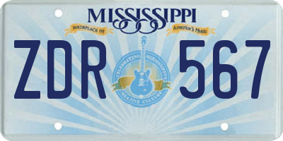 MS license plate ZDR567