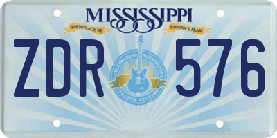 MS license plate ZDR576