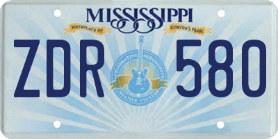 MS license plate ZDR580