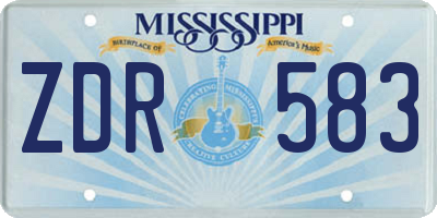 MS license plate ZDR583