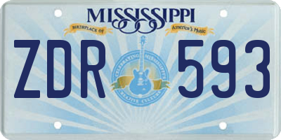 MS license plate ZDR593