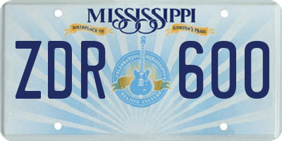 MS license plate ZDR600