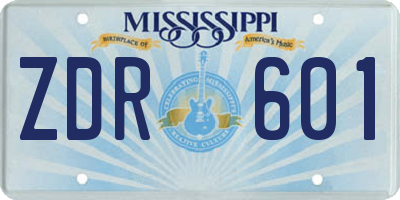 MS license plate ZDR601