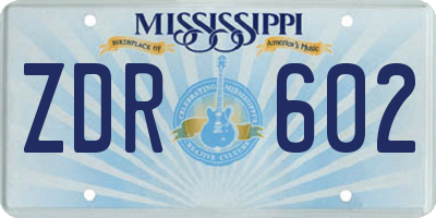 MS license plate ZDR602
