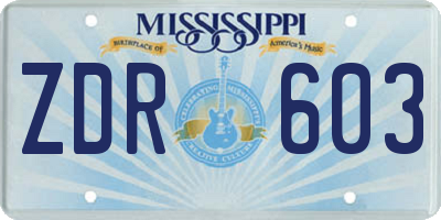 MS license plate ZDR603