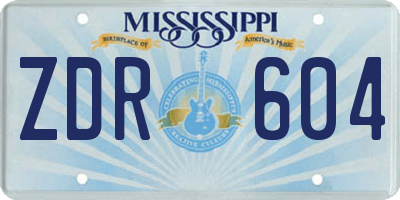 MS license plate ZDR604