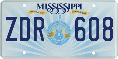 MS license plate ZDR608