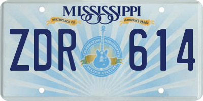 MS license plate ZDR614