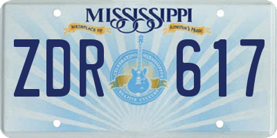 MS license plate ZDR617
