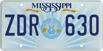 MS license plate ZDR630
