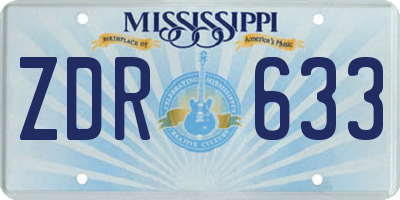 MS license plate ZDR633