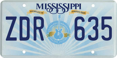 MS license plate ZDR635