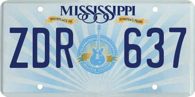 MS license plate ZDR637