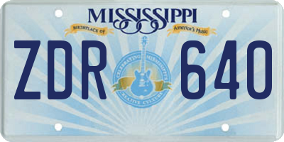 MS license plate ZDR640