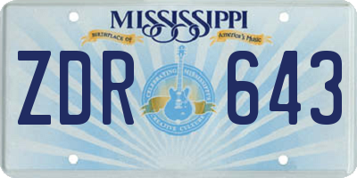 MS license plate ZDR643