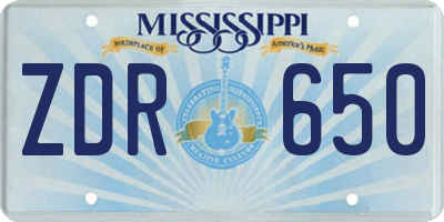 MS license plate ZDR650