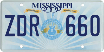 MS license plate ZDR660