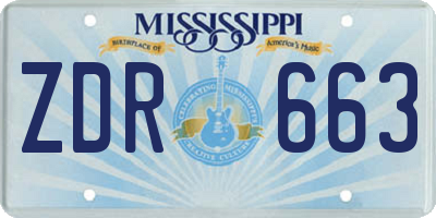 MS license plate ZDR663