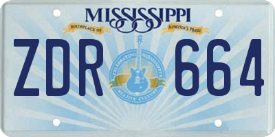 MS license plate ZDR664