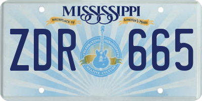 MS license plate ZDR665