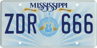 MS license plate ZDR666