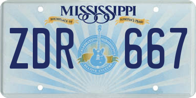 MS license plate ZDR667