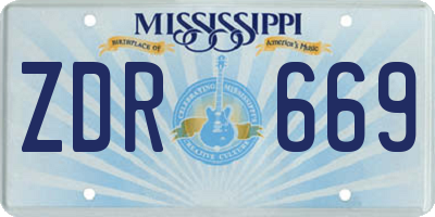 MS license plate ZDR669