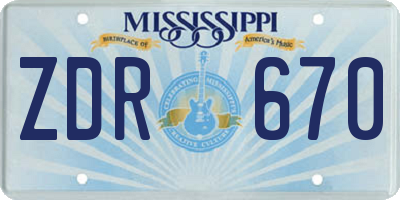 MS license plate ZDR670