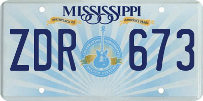 MS license plate ZDR673