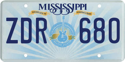MS license plate ZDR680