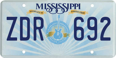 MS license plate ZDR692