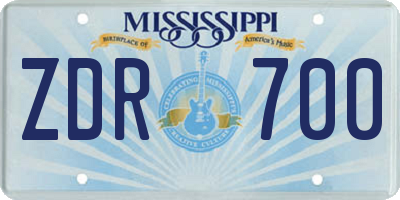 MS license plate ZDR700