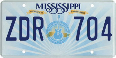 MS license plate ZDR704