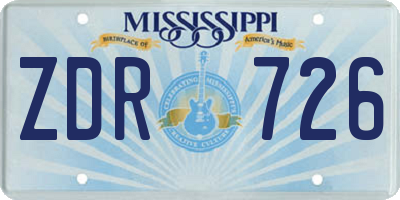 MS license plate ZDR726