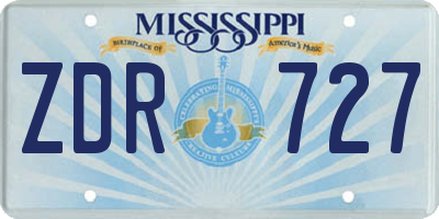 MS license plate ZDR727